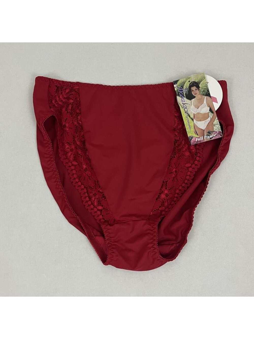 Delicates Women's XL Floralace Panty Poppy Red Full Figure High Cut NWT